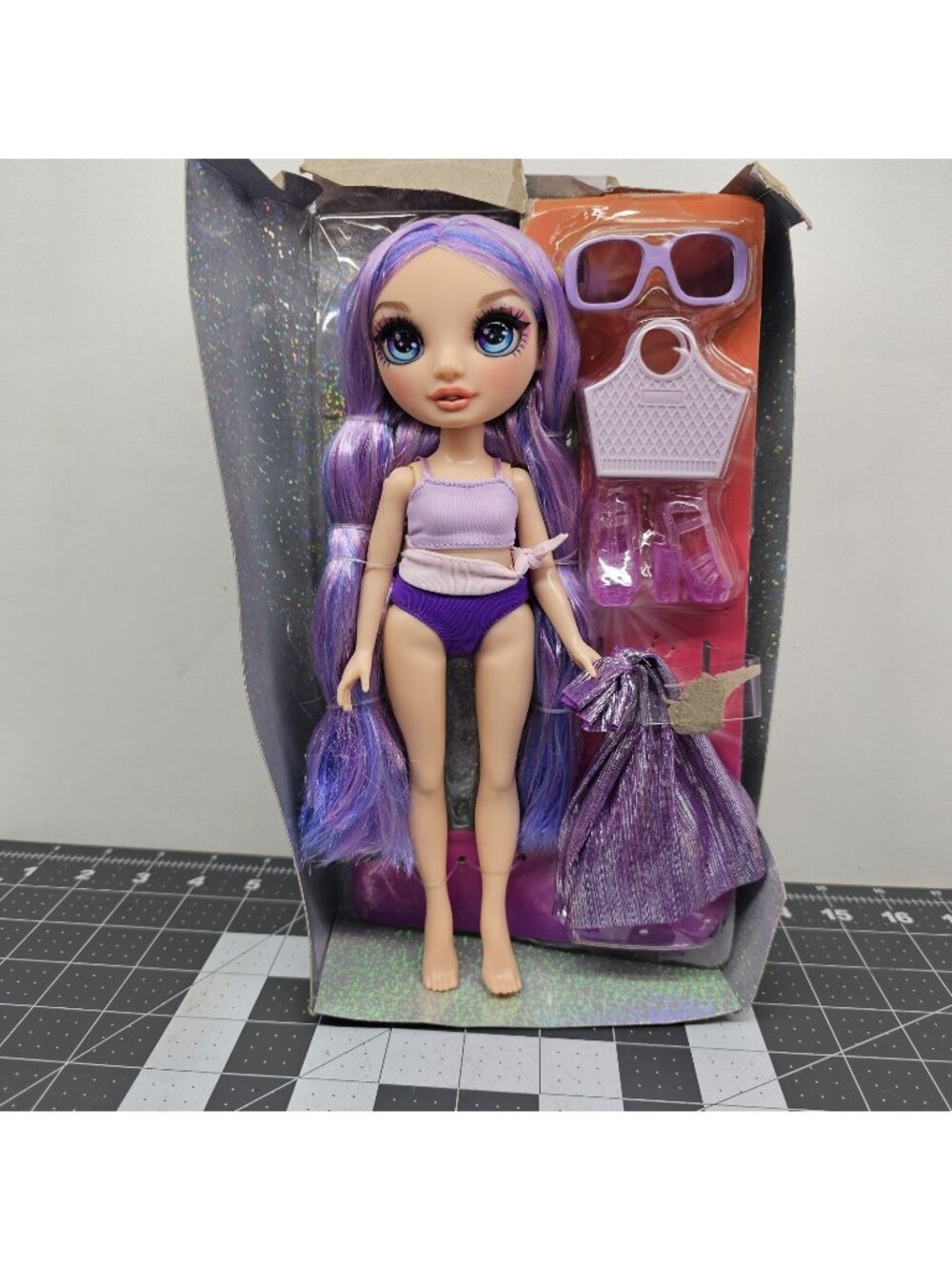 Rainbow High Swim & Style Violet Willow 11-Inch Doll in new, open-package
